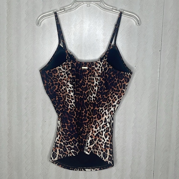 🆕 NINE WEST NWT Nine West Leopard Surplice Bust Enhancer Tankini Top Swim XXL - Picture 5 of 7
